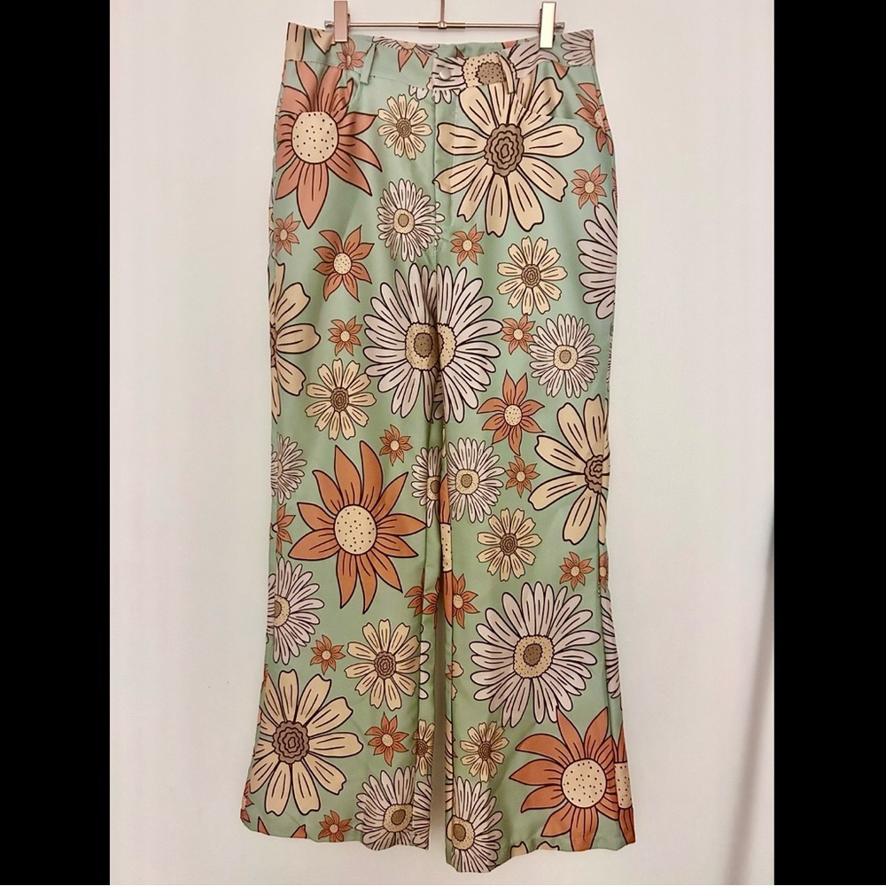 Floral Flower Flared Pants L